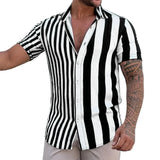 Camisa de rayas de manga corta de algodón premium para Hombre
