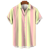 Camisa de rayas de manga corta de algodón premium para Hombre