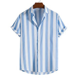 Camisa de rayas de manga corta de algodón premium para Hombre