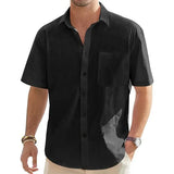 Camisa Atemporal de manga corta en algodón y lino para Hombre