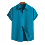 Camisa Intemporal de manga corta en algodón y lino para Hombre – Marrón claro