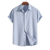 Camisa Intemporal de manga corta en algodón y lino para Hombre – Marrón claro