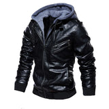 Chaqueta de cuero con capucha