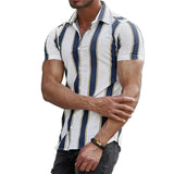 Camisa de rayas de manga corta de algodón premium para Hombre
