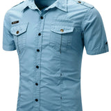 Camisa estilo cargo de manga corta de algodón para Hombre