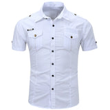 Camisa estilo cargo de manga corta de algodón para Hombre