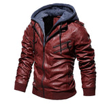 Chaqueta de cuero con capucha