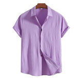 Camisa Intemporal de manga corta en algodón y lino para Hombre – Marrón claro
