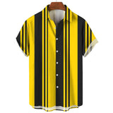 Camisa de rayas de manga corta de algodón premium para Hombre