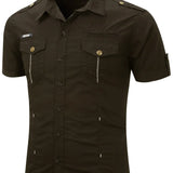 Camisa estilo cargo de manga corta de algodón para Hombre