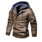 Chaqueta de cuero con capucha