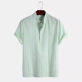Camisa elegante de manga corta en algodón premium para Hombre – Azul