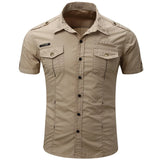 Camisa estilo cargo de manga corta de algodón para Hombre