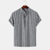 Camisa elegante de manga corta en algodón premium para Hombre – Azul