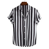 Camisa de rayas de manga corta de algodón premium para Hombre