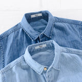 Camisa Atemporal de manga corta de mezclilla para Hombre