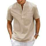 Camisa elegante de algodón y lino para Hombre
