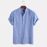 Camisa elegante de manga corta en algodón premium para Hombre – Azul