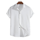 Camisa Intemporal de manga corta en algodón y lino para Hombre – Marrón claro