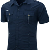 Camisa estilo cargo de manga corta de algodón para Hombre