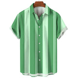 Camisa de rayas de manga corta de algodón premium para Hombre