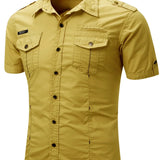 Camisa estilo cargo de manga corta de algodón para Hombre