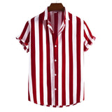 Camisa de rayas de manga corta de algodón premium para Hombre