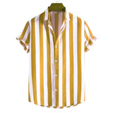 Camisa de rayas de manga corta de algodón premium para Hombre