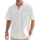 Camisa Atemporal de manga corta en algodón y lino para Hombre