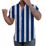 Camisa de rayas de manga corta de algodón premium para Hombre