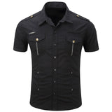 Camisa estilo cargo de manga corta de algodón para Hombre