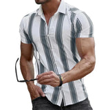 Camisa de rayas de manga corta de algodón premium para Hombre
