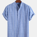 Camisa elegante de manga corta en algodón premium para Hombre – Azul