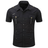 Camisa estilo cargo de manga corta de algodón para Hombre