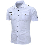 Camisa estilo cargo de manga corta de algodón para Hombre