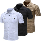 Camisa estilo cargo de manga corta de algodón para Hombre