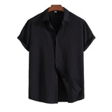 Camisa Intemporal de manga corta en algodón y lino para Hombre – Marrón claro