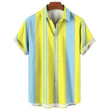 Camisa de rayas de manga corta de algodón premium para Hombre