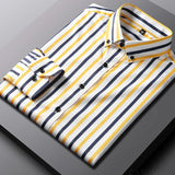 Camisa de rayas de algodón premium para Hombre – Amarillo