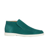 Mocasin en ante para hombres – Estilo Slip-On Chukka, Suela plana – Azul-Verde
