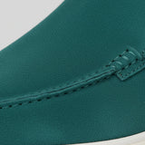 Mocasin en ante para hombres – Estilo Slip-On Chukka, Suela plana – Azul-Verde