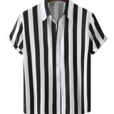 Camisa de rayas de algodón premium para Hombre – Negro