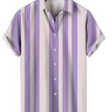 Camisa de rayas de manga corta de algodón premium para Hombre