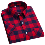 Camisa de cuadros de manga corta de algodón para Hombre