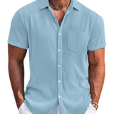 Camisa elegante de algodón premium para Hombre – Azul