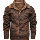 Chaqueta de Cuero Elegante y Cálida con Forro de Fleece