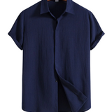Camisa Intemporal de manga corta en algodón y lino para Hombre – Marrón claro