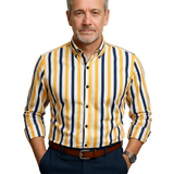 Camisa de rayas de algodón premium para Hombre – Amarillo