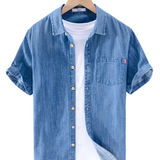 Camisa Atemporal de manga corta de mezclilla para Hombre