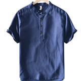 Camisa Atemporal de manga corta en algodón y lino para Hombre – Gris